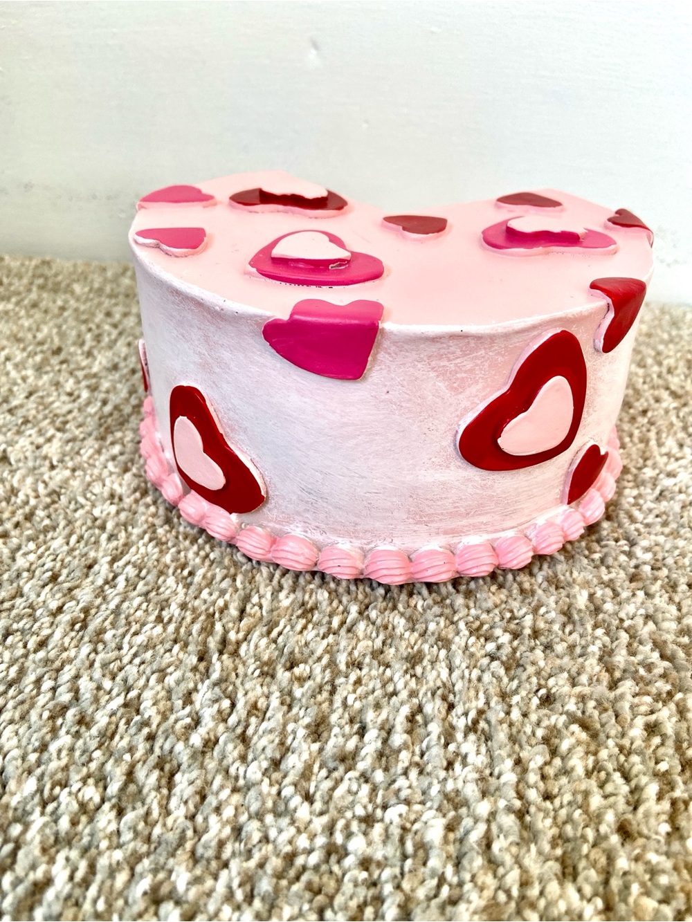 Valentines Day Faux Cake Decor Pink Hearts Red Checkerboard Tiered Tray - Picture 7 of 15